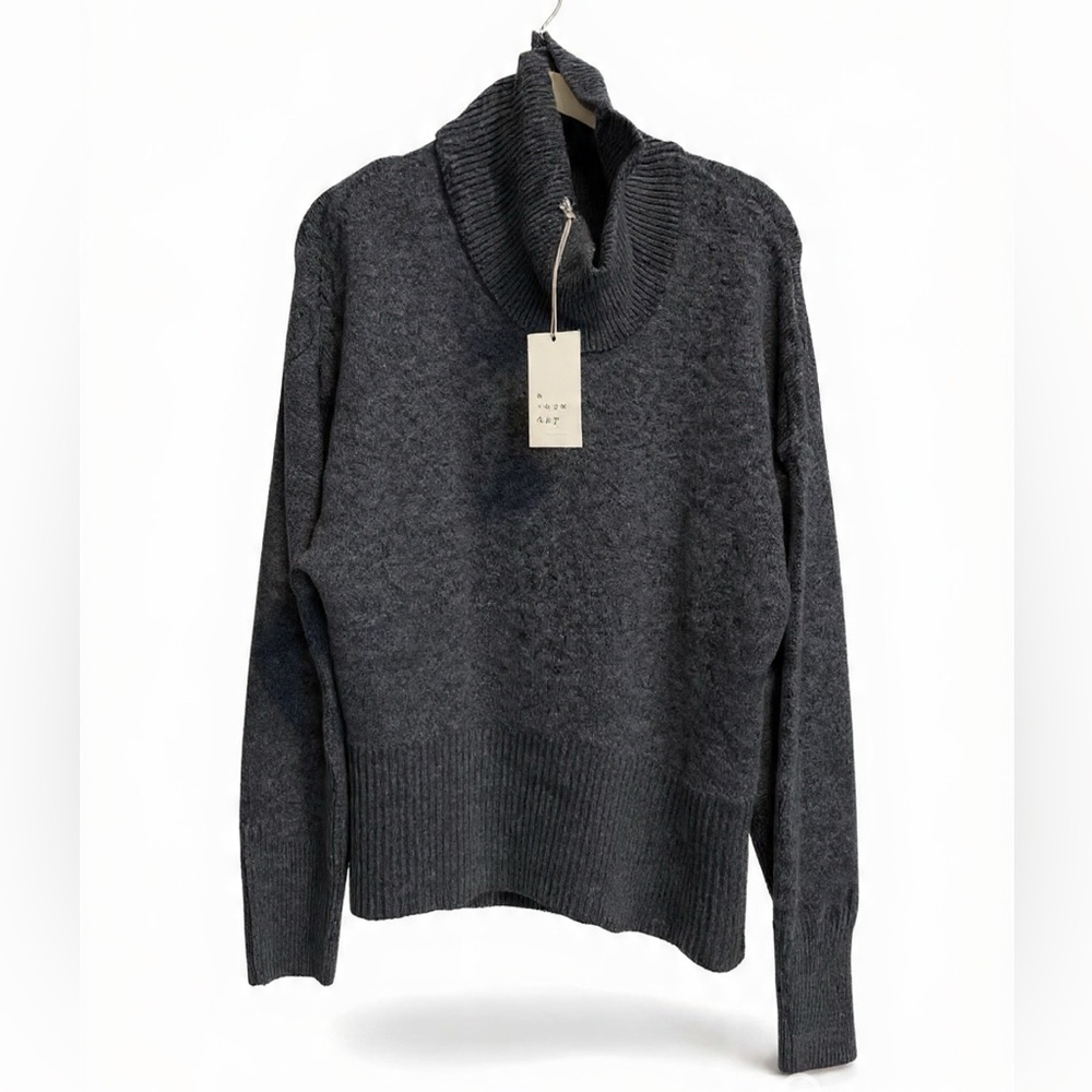 a new day Charcoal Shawl Collar Mock Turtleneck Pullover Sweater - Dark Gray